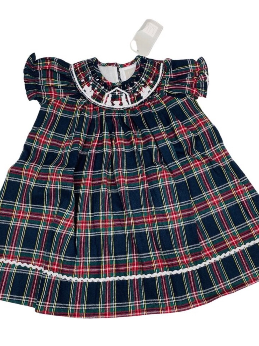 Lil Cactus Smocked Christmas Nativity Plaid Dress. NWT 18-24M